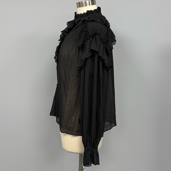 NWT Fate Sheer Black Lace Blouse M Whimsigoth Witchcore Edwardian Vampire Top - Picture 8 of 13